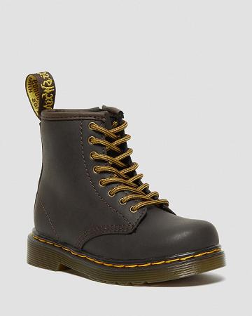 Dětské Šněrovací Boty Dr Martens Toddler 1460 Wildhorse Læder Tmavě Hnědé | CZ 119BEX